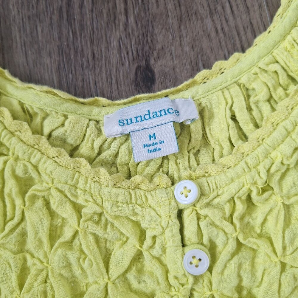 Yellow Smocked Puff-Sleeve Women's Top - Picture 3 of 8